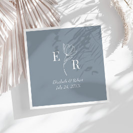 Servilleta De Papel Boda de Monograma Dusty Blue Floral