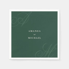 Servilleta De Papel Boda de Monograma Elegante del Borde Moderno Esmer