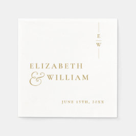 Servilleta De Papel Boda de Monograma elegante Minimalista dorado