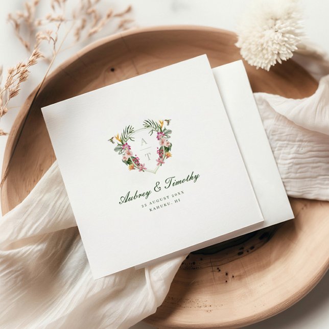 Servilleta De Papel Boda de Monograma Floral Tropical (Subido por el creador)