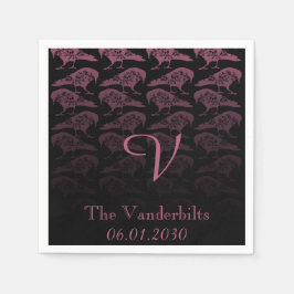 Servilleta De Papel Boda de monograma gótico Purple Raven