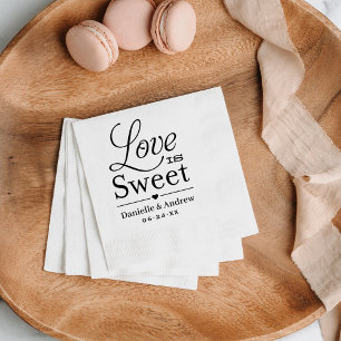 Servilleta De Papel Boda de Monograma Negro "El Amor Es Dulce"
