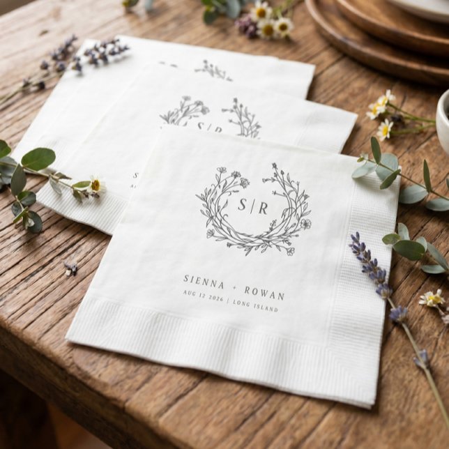 Servilleta De Papel Boda de Monograma Ornate Boho Gris Oscuro (Subido por el creador)