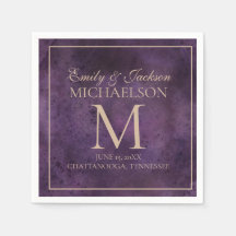 Boda de Monograma Rustic Elegant Purple Gold