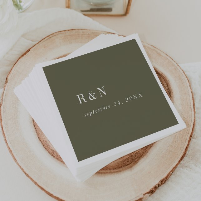 Servilleta De Papel Boda de monograma verde oliva de Moda moderna (Subido por el creador)