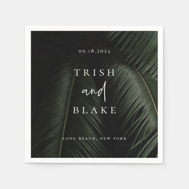 Servilleta De Papel Boda de Moody Tropics (Anverso)