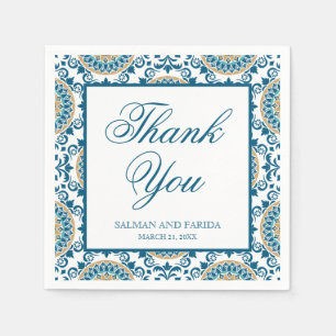 Servilleta De Papel Boda de mosaico persa azul elegante