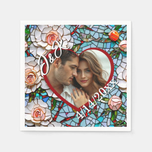 Servilleta De Papel Boda de mosaico y vidrio manchado personalizado