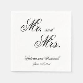 Servilleta De Papel Boda de Mr. y Mrs. Caligrafía Elegante