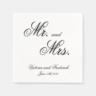 Servilleta De Papel Boda de Mr. y Mrs. Caligrafía Elegante