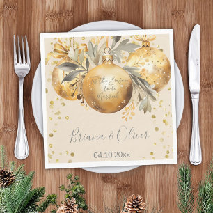 Servilleta De Papel Boda de Navidad beige dorado