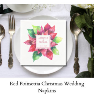 Servilleta De Papel Boda de Navidad con Poinsettia Roja