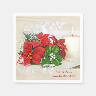 Servilleta De Papel boda de Navidad poinsettia y vela