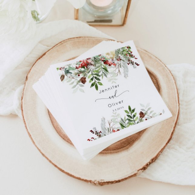 Servilleta De Papel Boda de Navidades Evergreen elegante (Subido por el creador)