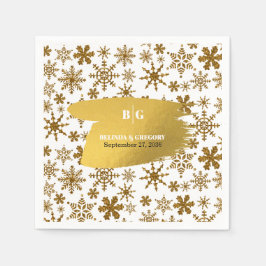 Servilleta De Papel Boda de Navidades festivos Golden Snowflakes