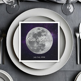 Servilleta De Papel Boda de noche estrellada moderna con luna llena