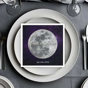 Servilleta De Papel Boda de noche estrellada moderna con luna llena