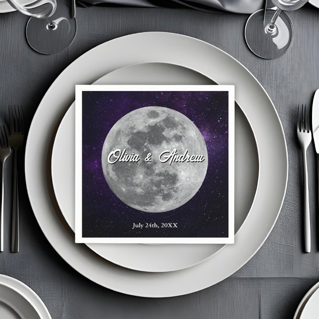 Servilleta De Papel Boda de noche estrellada moderna con luna llena (Subido por el creador)