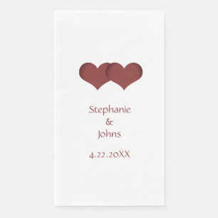 Servilleta De Papel Boda de nombre personalizado de dos corazones Pare