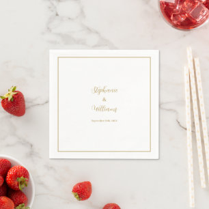 Servilleta De Papel Boda de nombre sencillo elegante y dorado Minimal