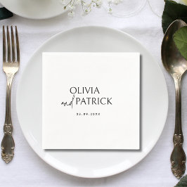 Servilleta De Papel Boda de nombres de novia y novio minimalista simpl
