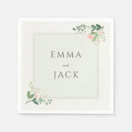 Servilleta De Papel Boda de nombres de vegetación rosa suave