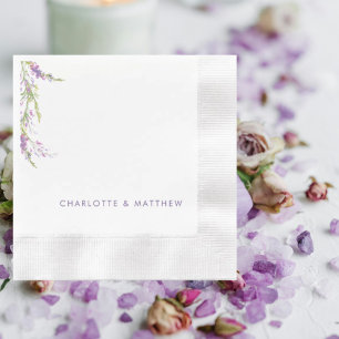 Servilleta De Papel Boda de nombres personalizados de Lavnder Wildflow