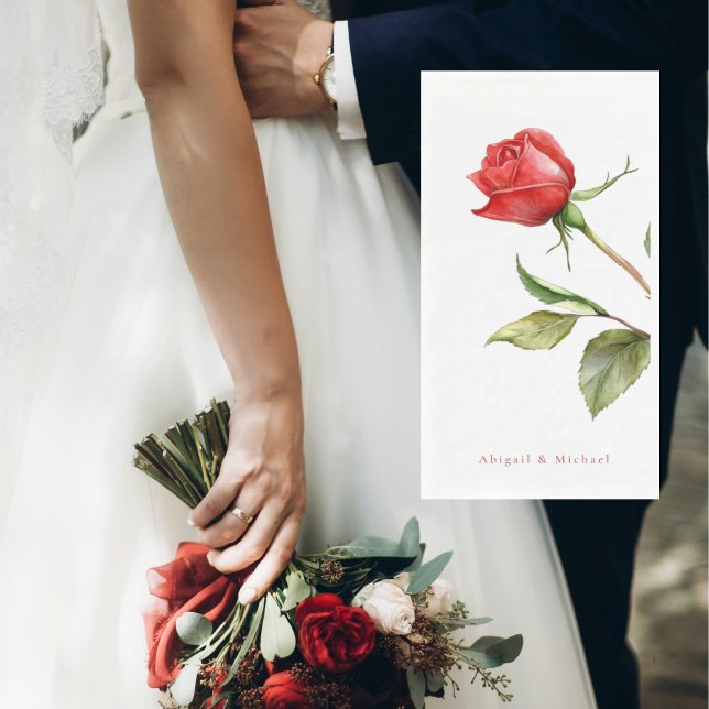 Servilleta De Papel Boda de nombres personalizados de Red Rose Stem (Subido por el creador)