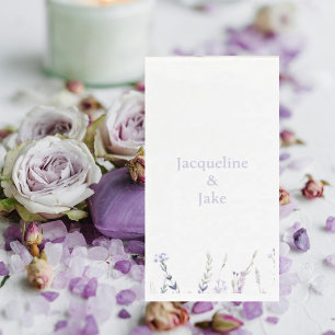 Servilleta De Papel Boda de nombres personalizados florales de lavanda