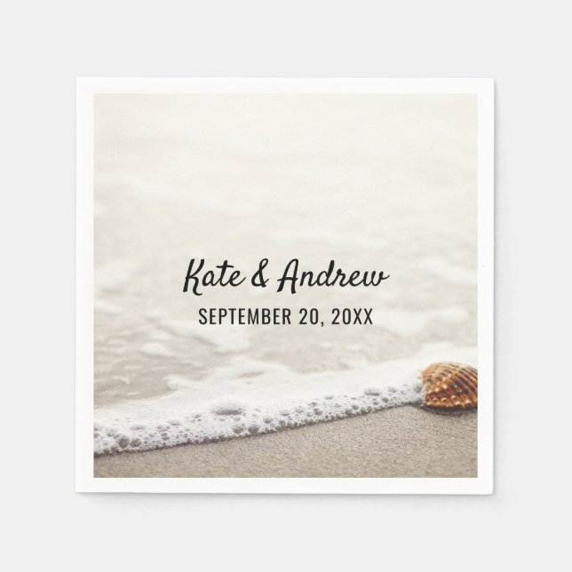 Servilleta De Papel Boda de olas de playa (Anverso)