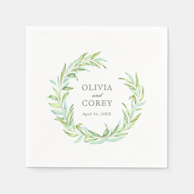 Servilleta De Papel Boda de Open Laurel Wreath (Anverso)