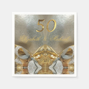 Servilleta De Papel Boda de Oro 50 Aniversario Elegante Faux Gold