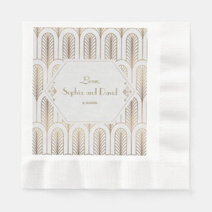 Servilleta De Papel Boda de oro blanco Art Deco Great Gatsby