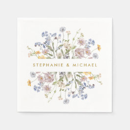 Servilleta De Papel Boda de oro de la flor silvestre de primavera colo