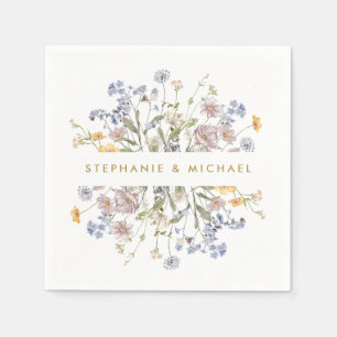 Servilleta De Papel Boda de oro de la flor silvestre de primavera colo