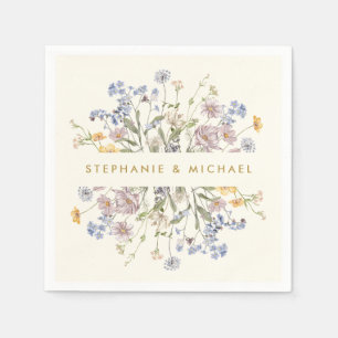 Servilleta De Papel Boda de oro de la flor silvestre de primavera colo