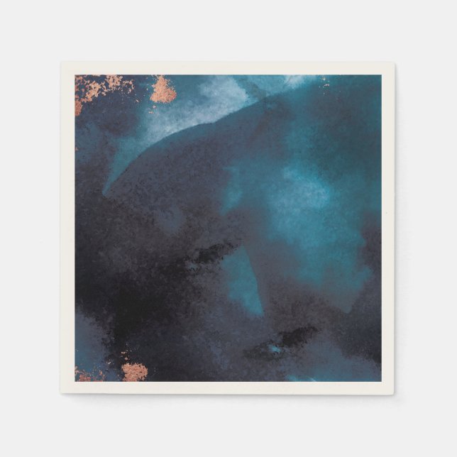 Servilleta De Papel Boda de oro de la Marina Azul Moody Rosa (Anverso)