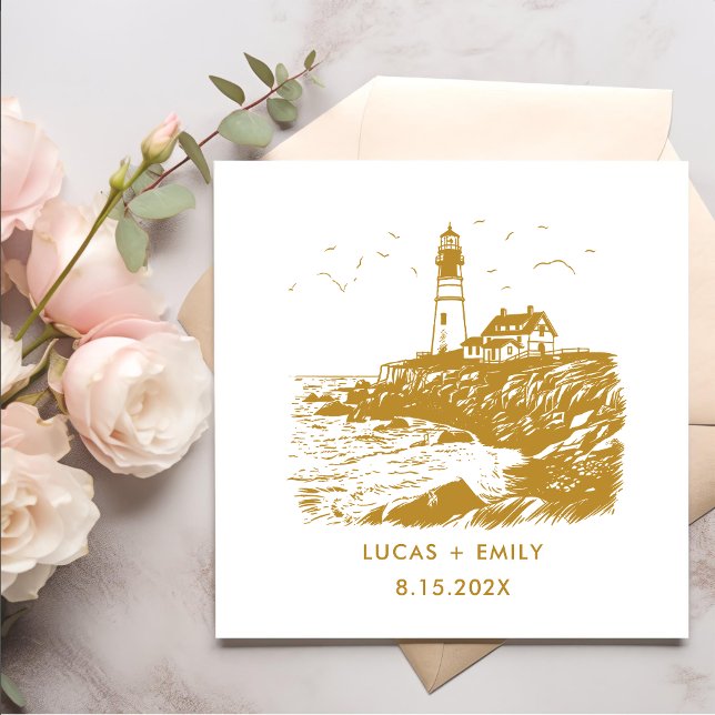 Servilleta De Papel Boda de oro del faro náutico marítimo (Subido por el creador)