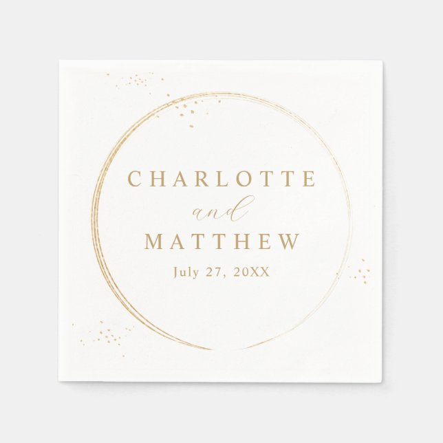 Servilleta De Papel Boda de oro elegante (Anverso)