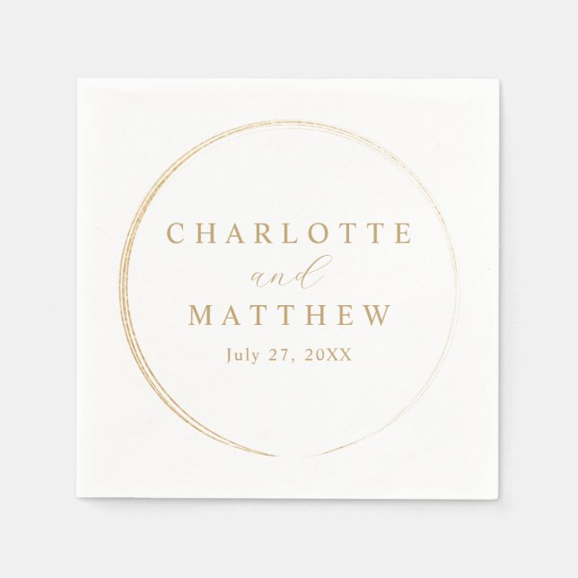 Servilleta De Papel Boda de oro elegante (Anverso)