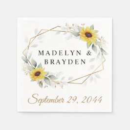 Servilleta De Papel Boda de oro geométrico elegante de girasol