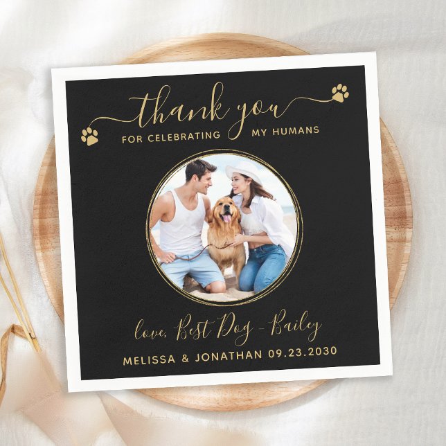 Servilleta De Papel Boda de Oro Negro Gracias Personalizado Mascota Fo (Subido por el creador)