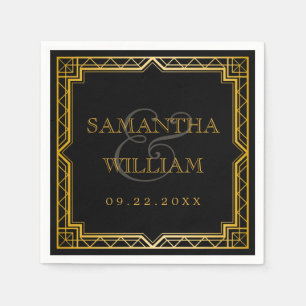 Servilleta De Papel Boda de oro negro vintage elegante Art Deco