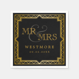 Servilleta De Papel Boda de oro negro vintage elegante Art Deco