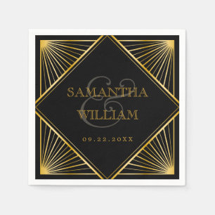 Servilleta De Papel Boda de oro negro vintage elegante Art Deco
