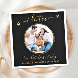 Servilleta De Papel Boda de oro negro, yo también hago foto de perro M