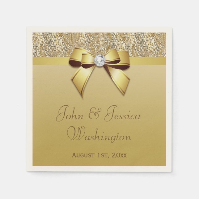 Servilleta De Papel Boda de oro personalizado (Anverso)