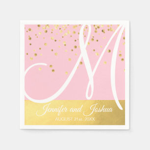 Servilleta De Papel Boda de oro rosado monogramado Rubor personalizado