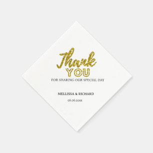 Servilleta De Papel Boda De Oro Y Negro Gracias Personalizado