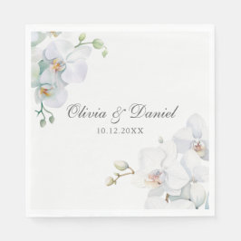 Servilleta De Papel Boda de orquídea blanca elegante moderna